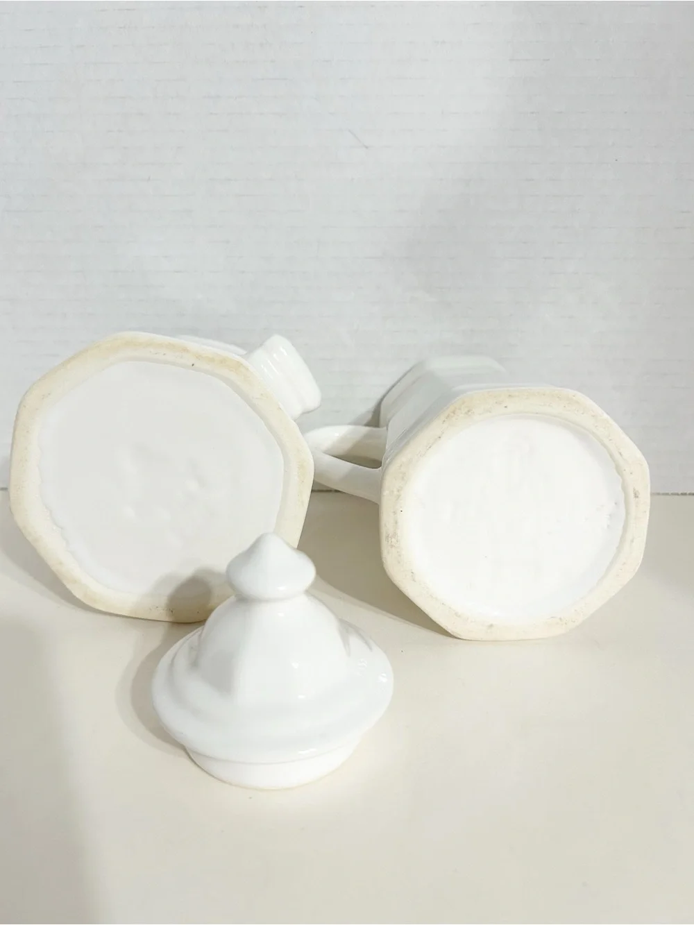Vintage Pfaltzgraff Heritage White Sugar Bowl with Lid & Creamer Set Made In USA